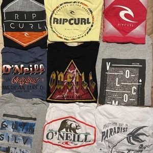 Rip Curl, O’Neill, QuickSilver and Volcom tshirts